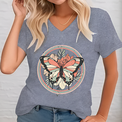 Gisela | Gedruckte Bluse mit V-Ausschnitt