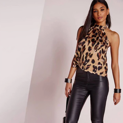 Laura | Leopardmuster Top mit Bindeband