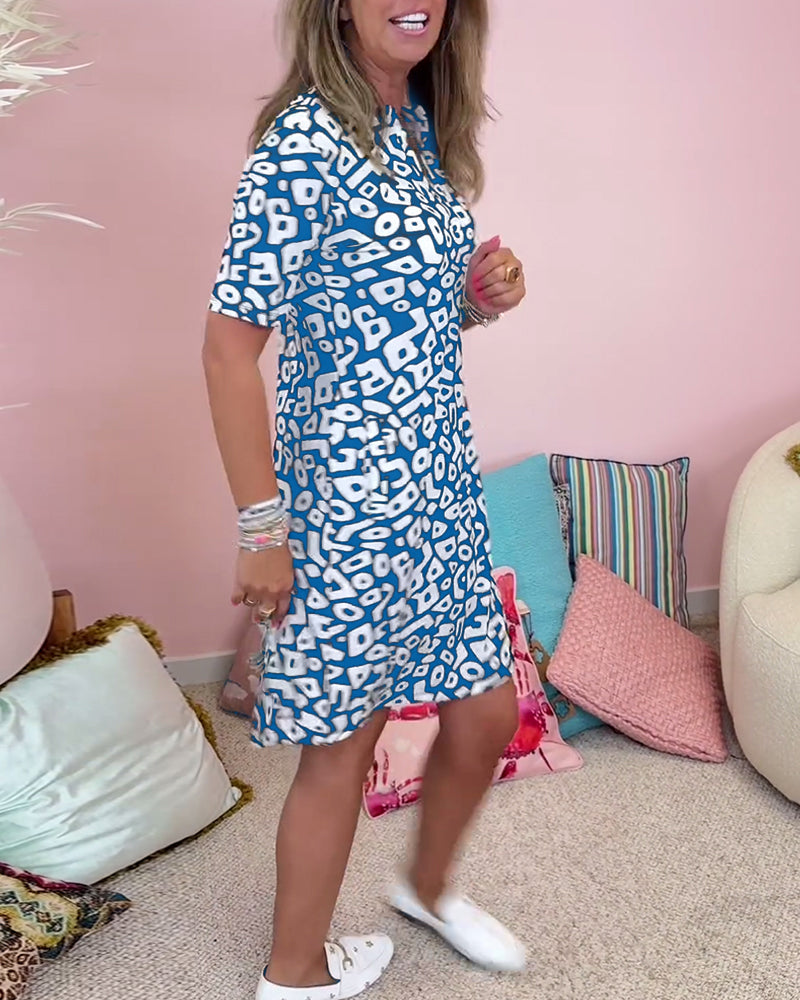 Quiana® | Bedrucktes Kleid mit V-Ausschnitt und Taschen
