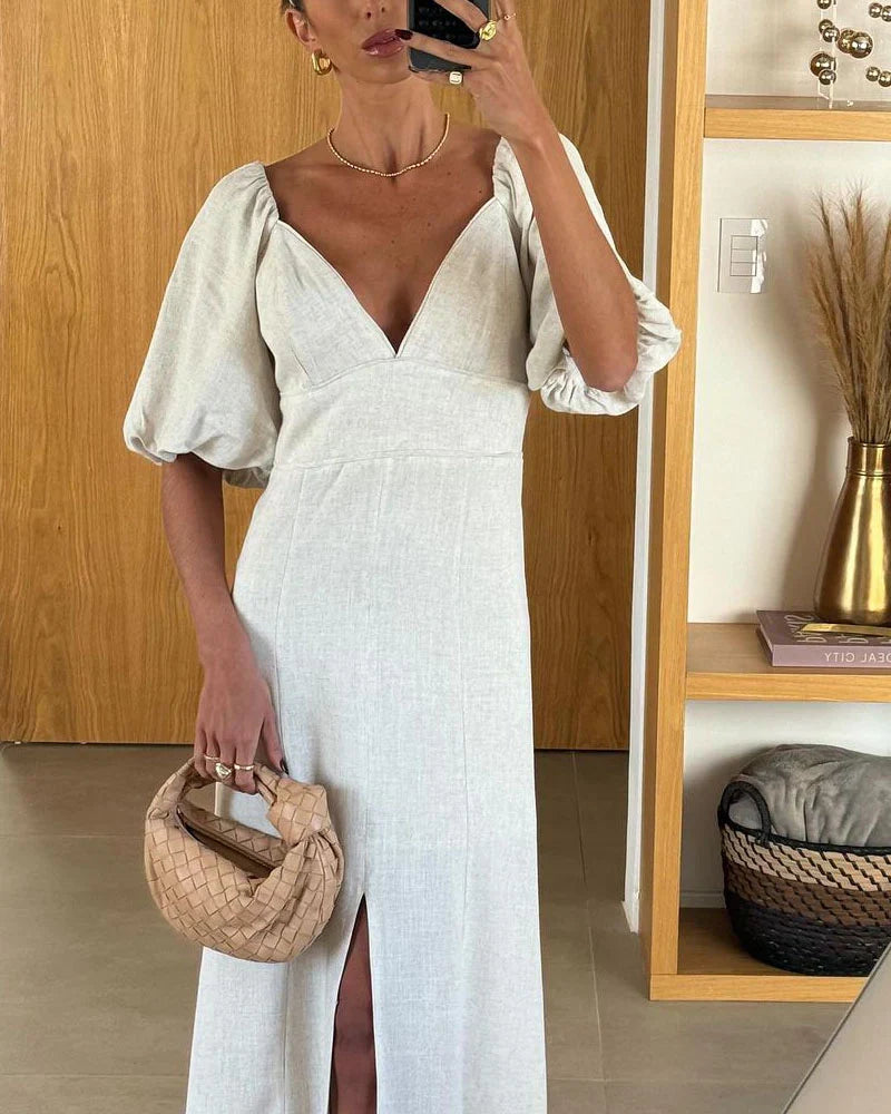Elegantes Midikleid | Feminine Puffärmel | Figurbetonter Schnitt