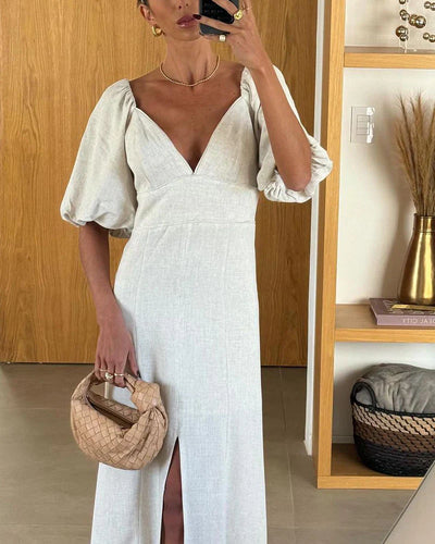 Elegantes Midikleid | Feminine Puffärmel | Figurbetonter Schnitt