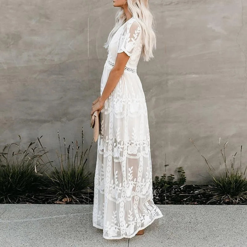 Maxikleid mit Spitze | Romantisch & Elegant | Fließender Schnitt