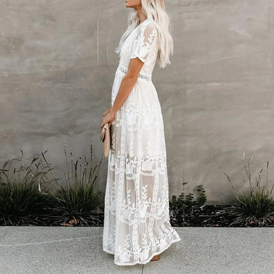 Maxikleid mit Spitze | Romantisch & Elegant | Fließender Schnitt