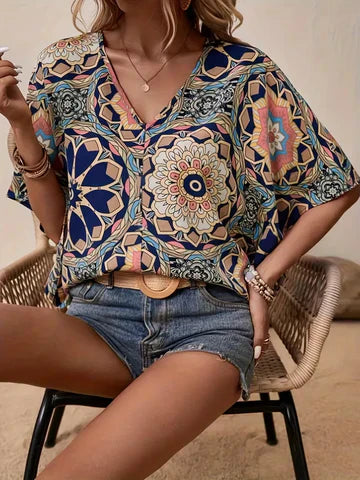 Charlotte | Bluse mit Blumenmuster & V-Ausschnitt