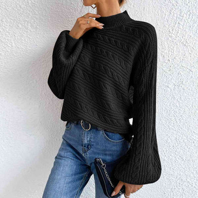 Eleganter Rollkragenpullover aus Zopfmuster für Damen