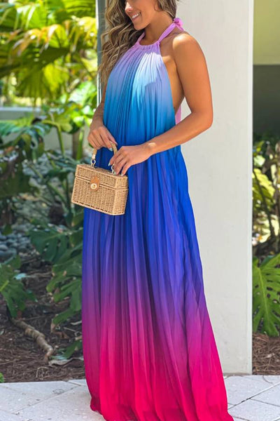 Carmen® | Rosa und lila Neckholder-Maxikleid