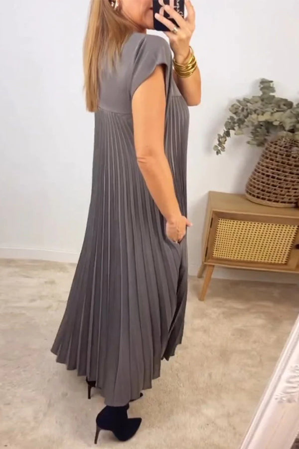 Anita® | Ärmelloses, plissiertes, schlichtes einfarbiges Kleid