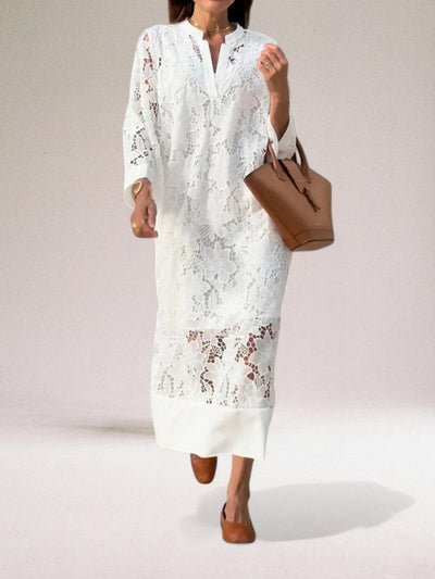 Maxikleid aus Spitze | Elegante Stickerei | Fließender Schnitt