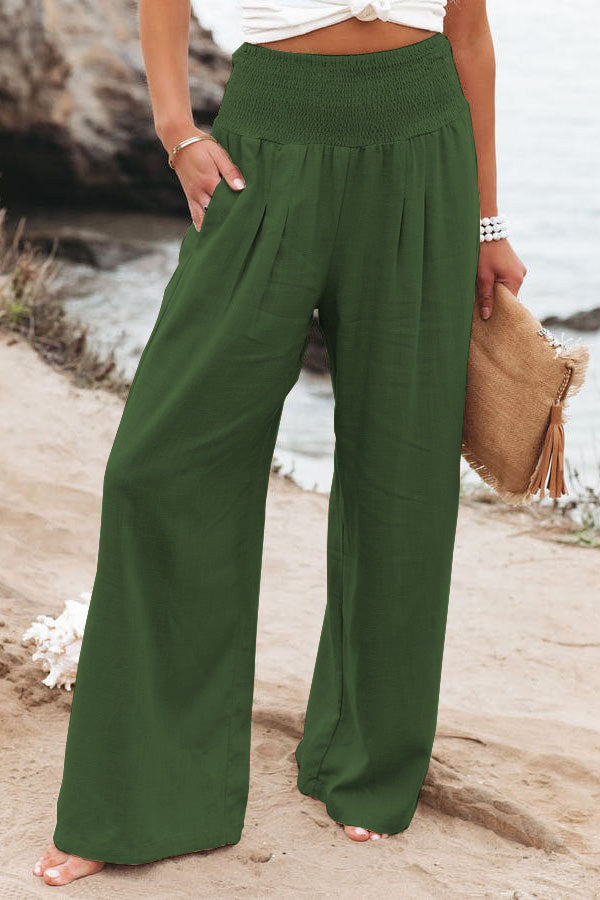 Audrey® | Gesmokte Hose aus Leinenmischung von Fresh Air mit Taschen