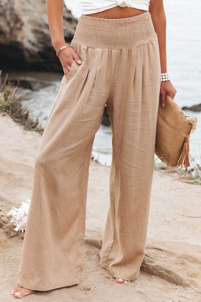 Audrey® | Gesmokte Hose aus Leinenmischung von Fresh Air mit Taschen