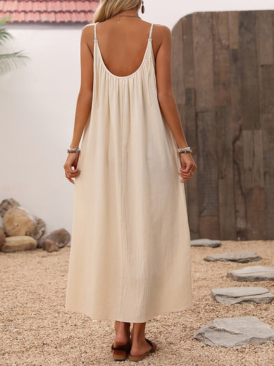 Margarette | Beige Maxi Dress mit Spaghetti-Trägern