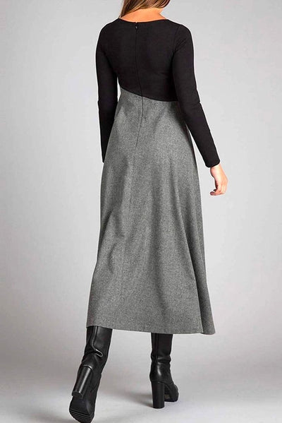 Maxikleid mit Kontrastdesign | Lange Ärmel | Elegant und Modern
