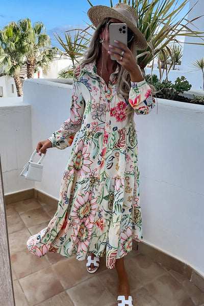 Skye® | Geblümtes Hemd-Midikleid