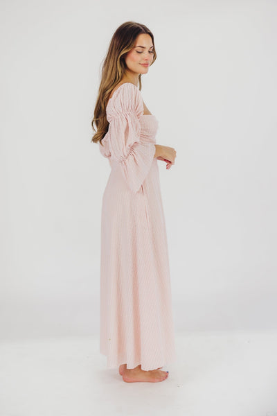 Corrine maxikleid mit gestuften armeln und taschen in ballerina pink - bump friendly