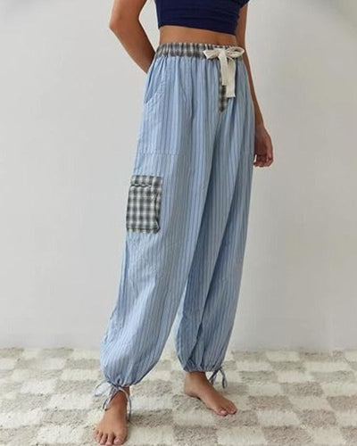 Freizeithose mit Kordelzug | Karomuster | Elastischer Beinabschluss