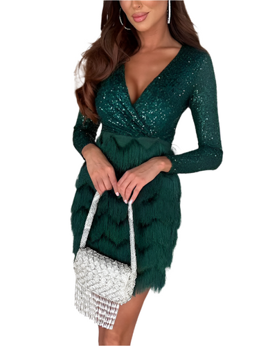 Sofia – Pailletten-Tassel Partykleid für Damen