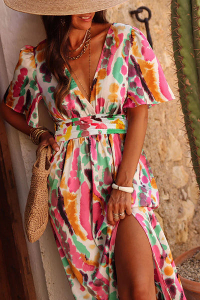 Virginia® | Maxikleid im Boho-Tie-Dye-Print mit V-Ausschnitt