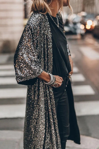 Heidi® | Disco Glamour Pailletten-Kimono mit Glockenärmeln