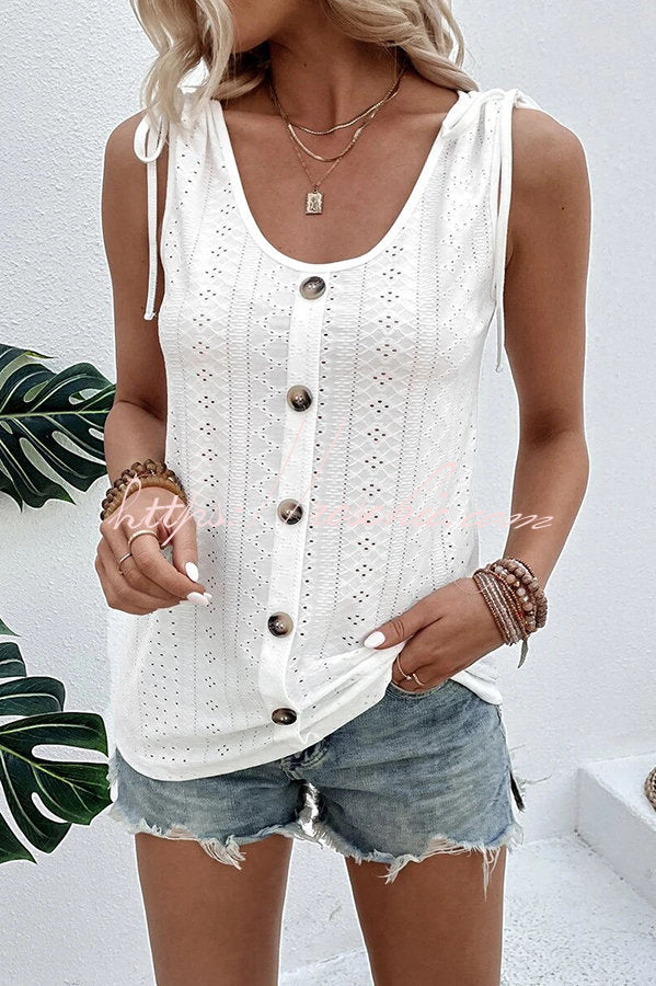 Sherry® | Tanktop mit Knöpfen und durchbrochenen Ausschnitten