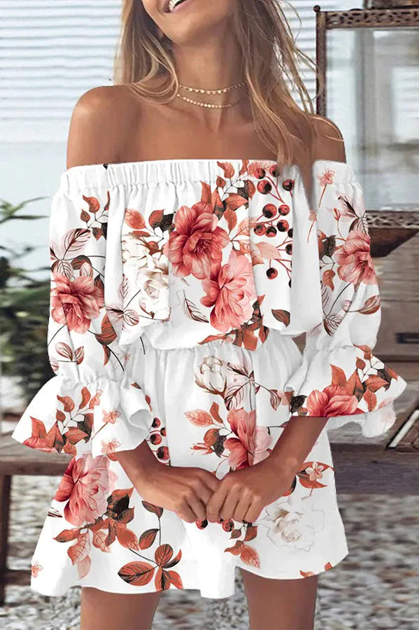 Florencia® | Bedrucktes schulterfreies Minikleid
