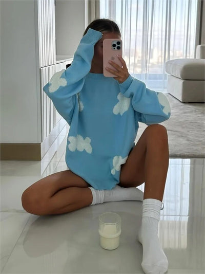 Übergroßer Pullover mit Herzmotiv für Damen