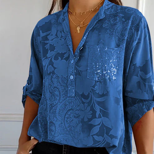 Erika | Langärmlige Bluse mit Blumenmuster