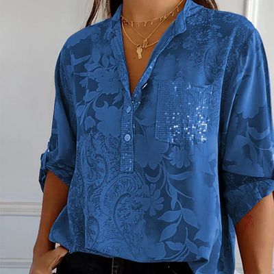 Erika | Langärmlige Bluse mit Blumenmuster