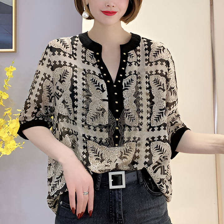 Theresa | V-Ausschnitt Top mit Modedruck