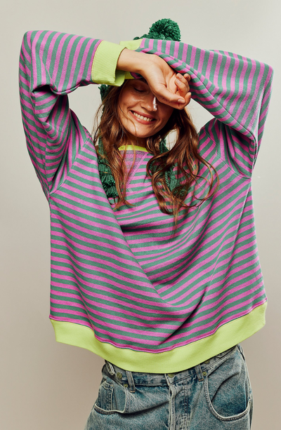 Gestreiftes Sweatshirt in Übergröße für Damen