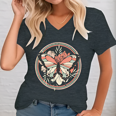 Gisela | Gedruckte Bluse mit V-Ausschnitt