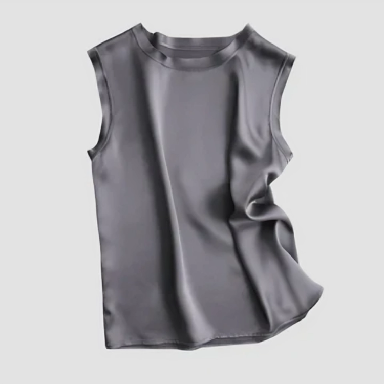 Greta | Edle Ärmellose Satinbluse