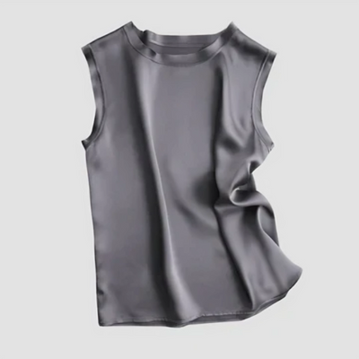 Greta | Edle Ärmellose Satinbluse