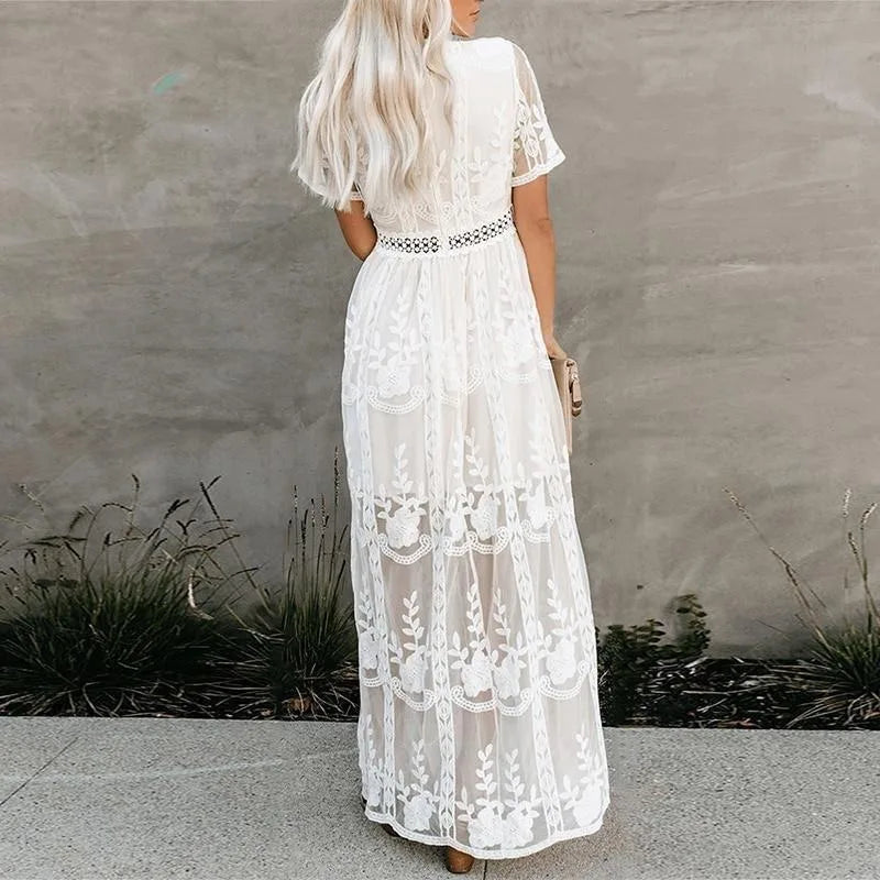 Maxikleid mit Spitze | Romantisch & Elegant | Fließender Schnitt