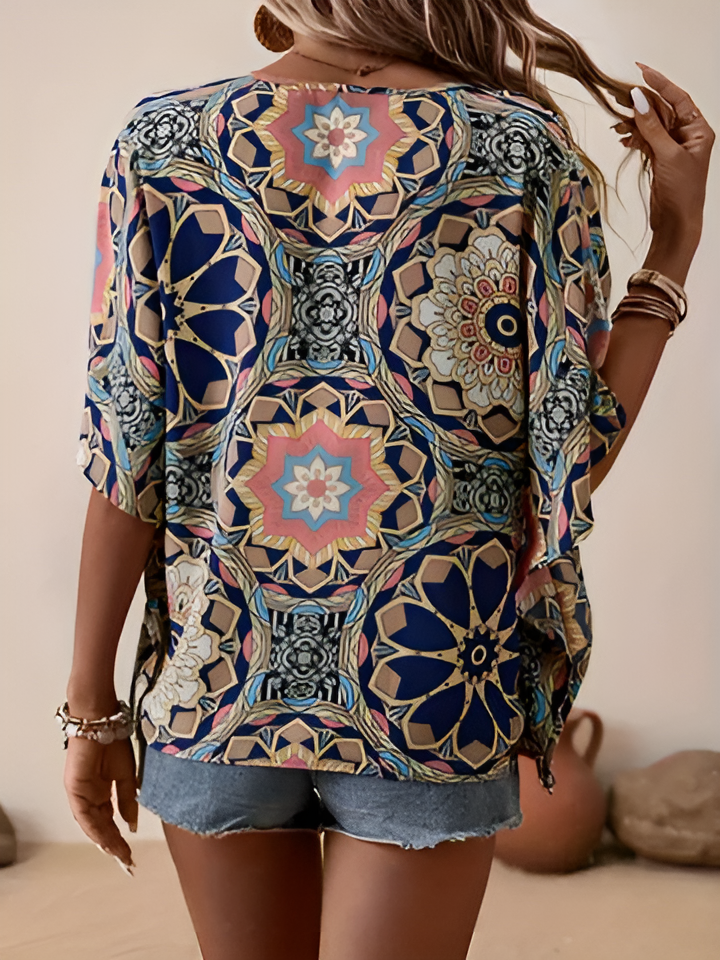 Barbara | Bluse mit Blumenmuster und V-Ausschnitt