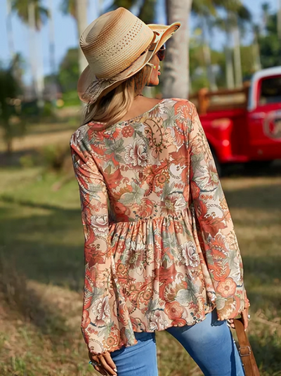 Ella | V-Ausschnitt Top mit Blumenmuster