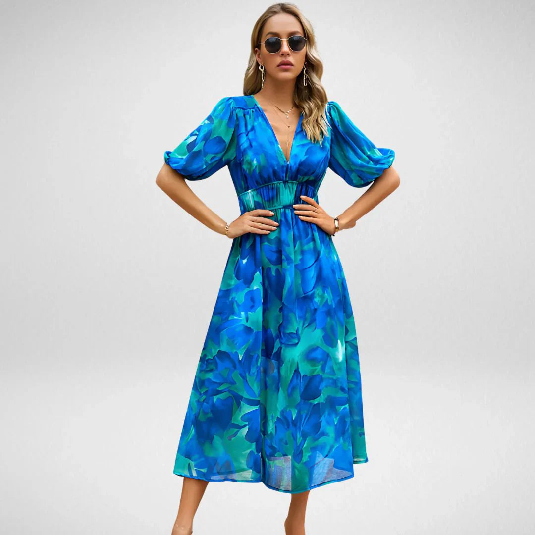 Elegantes Maxikleid | Grafischer Print & Taillierter Schnitt | Luftig & Modern