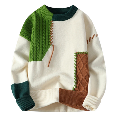 Patchwork-Strickpullover | Kreatives Design | Lässige Passform