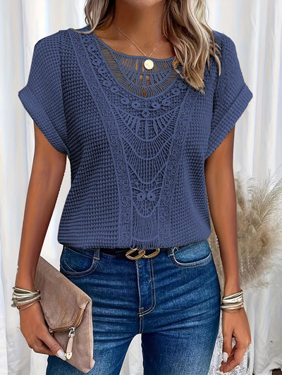 Häkel-Top mit Kurzarm | Boho-Design | Luftiger Schnitt