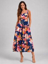 Marineblau-Rosa Blumig