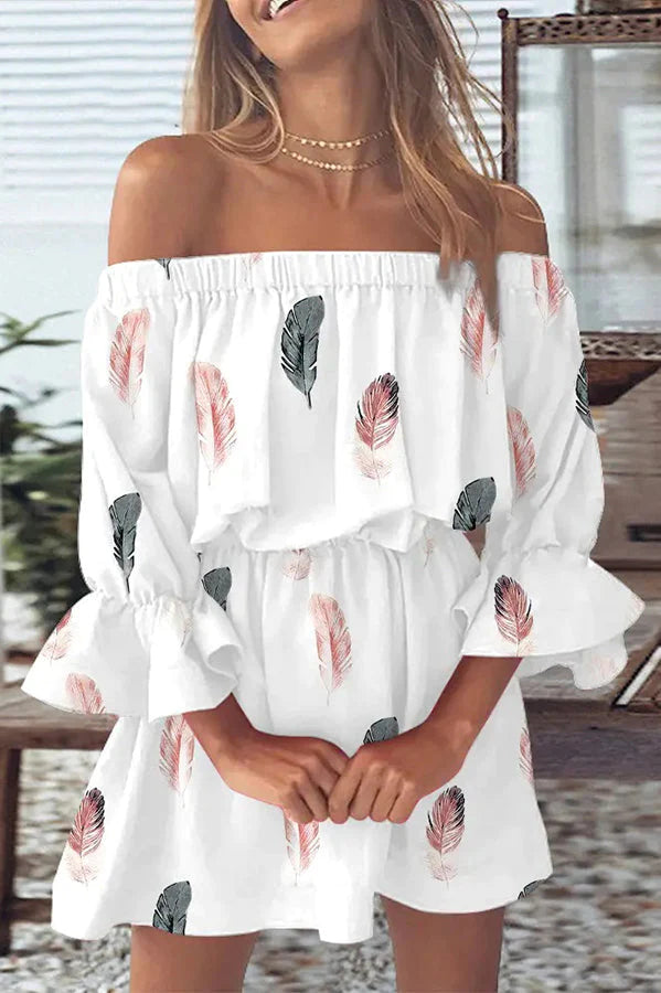 Florencia® | Bedrucktes schulterfreies Minikleid