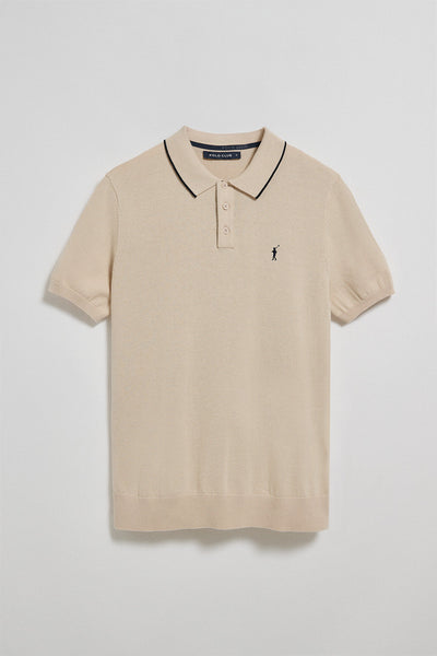 Polo beige de punto con botones