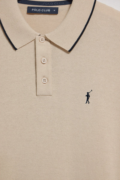 Polo beige de punto con botones