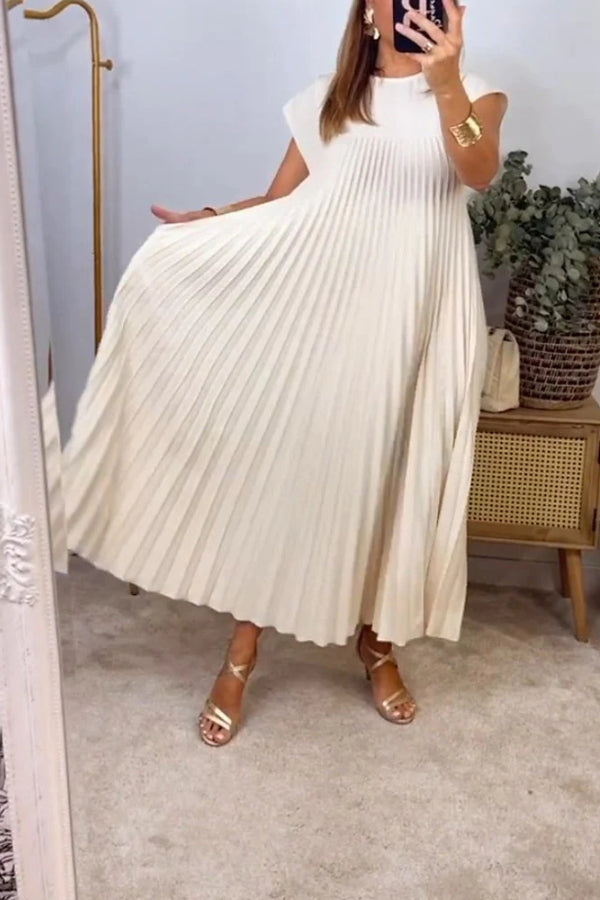 Anita® | Ärmelloses, plissiertes, schlichtes einfarbiges Kleid