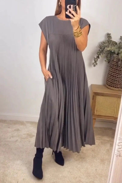 Anita® | Ärmelloses, plissiertes, schlichtes einfarbiges Kleid
