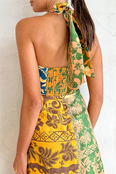 Isabelle® | Sexy Print Bandage rückenfreie Neckholder bedruckte Kleider
