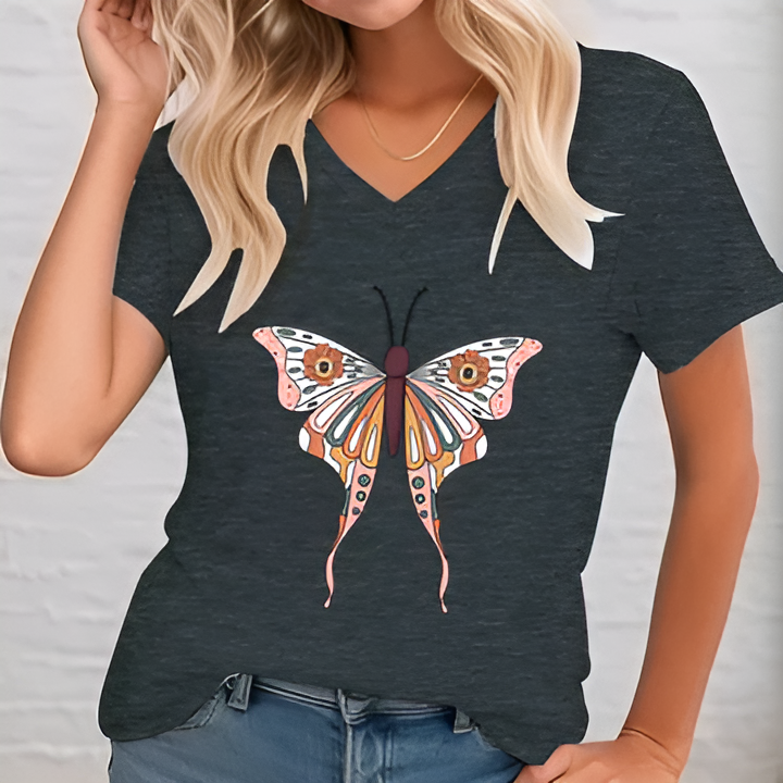 Angelika | Gedruckte Bluse mit V-Ausschnitt