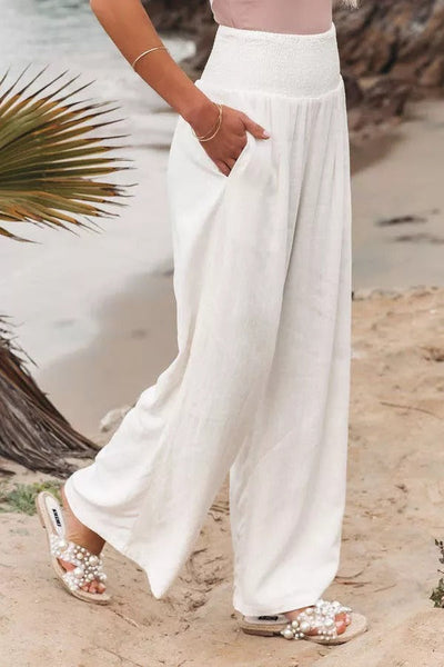 Audrey® | Gesmokte Hose aus Leinenmischung von Fresh Air mit Taschen