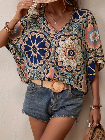 Charlotte | Bluse mit Blumenmuster & V-Ausschnitt