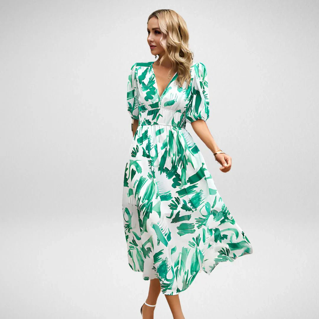 Elegantes Maxikleid | Grafischer Print & Taillierter Schnitt | Luftig & Modern