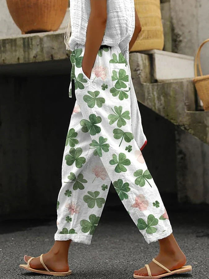 Leinenhose mit Blumenmuster | Lässig & Sommerlich | Bequemer Schnitt